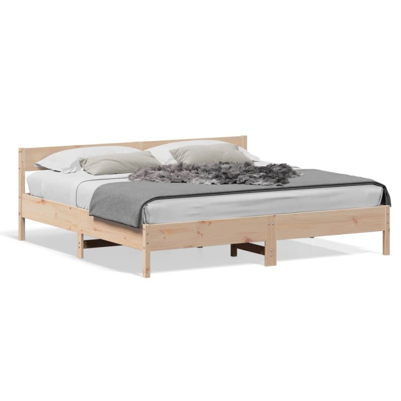 vidaXL Estructura de cama con cabecero madera maciza de pino 200x200cm vidaXL Estructura de cama con cabecero madera maciza de pino 200x200cm