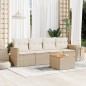 vidaXL Juego de sofás jardín con cojines 5 pzas ratán sintético beige vidaXL Juego de sofás jardín con cojines 5 pzas ratán sintético beige