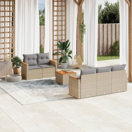 vidaXL Juego de sofás jardín con cojines beige mezcla 6 pzas ratán PE