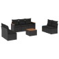 vidaXL Set de sofás de jardín 8 piezas y cojines ratán sintético negro vidaXL Set de sofás de jardín 8 piezas y cojines ratán sintético negro