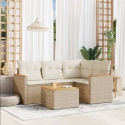 vidaXL Juego de sofás jardín con cojines 5 pzas ratán sintético beige