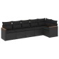 vidaXL Set de sofás de jardín 6 piezas y cojines ratán sintético negro vidaXL Set de sofás de jardín 6 piezas y cojines ratán sintético negro