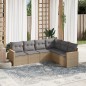 vidaXL Juego de sofás jardín con cojines beige mezcla 6 pzas ratán PE vidaXL Juego de sofás jardín con cojines beige mezcla 6 pzas ratán PE