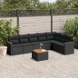 vidaXL Set de sofás de jardín 8 piezas y cojines ratán sintético negro