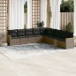 vidaXL Set de muebles de jardín 9 pzas y cojines ratán sintético gris