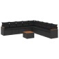 vidaXL Set de sofás de jardín 10 pzas cojines ratán sintético negro vidaXL Set de sofás de jardín 10 pzas cojines ratán sintético negro