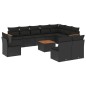 vidaXL Set de sofás de jardín 11 pzas y cojines ratán sintético negro vidaXL Set de sofás de jardín 11 pzas y cojines ratán sintético negro