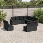 vidaXL Set de sofás de jardín 11 pzas y cojines ratán sintético negro