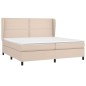 vidaXL Cama box spring con colchón cuero sintético capuchino 200x200cm vidaXL Cama box spring con colchón cuero sintético capuchino 200x200cm