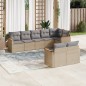 vidaXL Juego de sofás jardín con cojines beige mezcla 8 pzas ratán PE