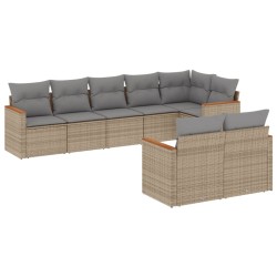 vidaXL Juego de sofás jardín con cojines beige mezcla 8 pzas ratán PE