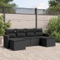 vidaXL Set de sofás de jardín 6 piezas y cojines ratán sintético negro vidaXL Set de sofás de jardín 6 piezas y cojines ratán sintético negro