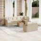 vidaXL Juego de sofás jardín con cojines beige 10 pzas ratán sintético