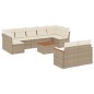 vidaXL Juego de sofás jardín con cojines beige 10 pzas ratán sintético