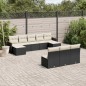 vidaXL Set de sofás de jardín 10 pzas cojines ratán sintético negro vidaXL Set de sofás de jardín 10 pzas cojines ratán sintético negro