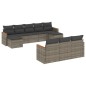 vidaXL Set de sofás de jardín 10 pzas con cojines ratán sintético gris vidaXL Set de sofás de jardín 10 pzas con cojines ratán sintético gris
