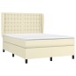 vidaXL Cama box spring con colchón cuero sintético crema 140x190 cm vidaXL Cama box spring con colchón cuero sintético crema 140x190 cm
