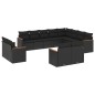 vidaXL Set de sofás de jardín 12 piezas cojines ratán sintético negro vidaXL Set de sofás de jardín 12 piezas cojines ratán sintético negro