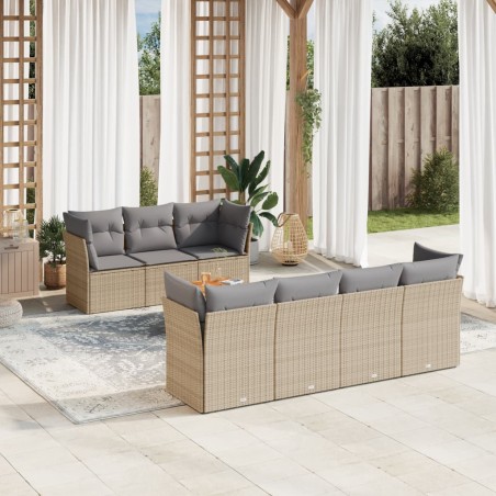 vidaXL Juego de sofás jardín con cojines beige mezcla 6 pzas ratán PE