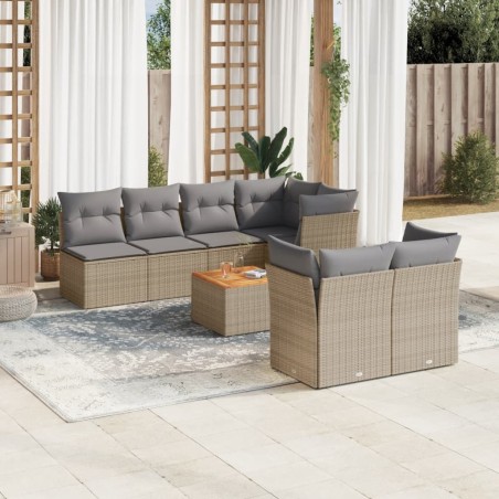 vidaXL Juego de sofás jardín con cojines beige mezcla 6 pzas ratán PE