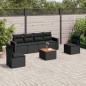 vidaXL Set de comedor de jardín 7 pzas y cojines ratán sintético negro vidaXL Set de comedor de jardín 7 pzas y cojines ratán sintético negro