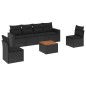 vidaXL Set de comedor de jardín 7 pzas y cojines ratán sintético negro vidaXL Set de comedor de jardín 7 pzas y cojines ratán sintético negro