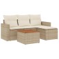 vidaXL Juego de sofás jardín con cojines 5 pzas ratán sintético beige vidaXL Juego de sofás jardín con cojines 5 pzas ratán sintético beige