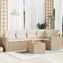 vidaXL Juego de sofás jardín con cojines 6 pzas ratán sintético beige