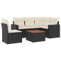 vidaXL Set de sofás de jardín 6 piezas y cojines ratán sintético negro vidaXL Set de sofás de jardín 6 piezas y cojines ratán sintético negro