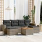vidaXL Set de sofás de jardín 7 piezas con cojines ratán PE gris vidaXL Set de sofás de jardín 7 piezas con cojines ratán PE gris