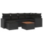 vidaXL Set de comedor de jardín 7 pzas y cojines ratán sintético negro vidaXL Set de comedor de jardín 7 pzas y cojines ratán sintético negro