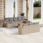vidaXL Juego de sofás jardín con cojines beige mezcla 11 pzas ratán PE vidaXL Juego de sofás jardín con cojines beige mezcla 11 pzas ratán PE