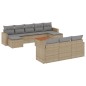 vidaXL Juego de sofás jardín con cojines beige mezcla 11 pzas ratán PE vidaXL Juego de sofás jardín con cojines beige mezcla 11 pzas ratán PE