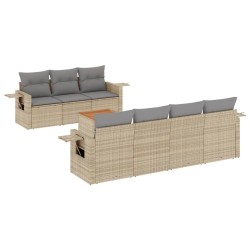 vidaXL Juego de sofás jardín con cojines beige mezcla 8 pzas ratán PE