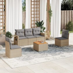 vidaXL Juego de sofás jardín con cojines beige mezcla 6 pzas ratán PE