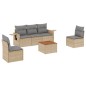 vidaXL Juego de sofás jardín con cojines beige mezcla 6 pzas ratán PE vidaXL Juego de sofás jardín con cojines beige mezcla 6 pzas ratán PE