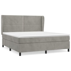 vidaXL Cama box spring con colchón terciopelo gris claro 160x200 cm
