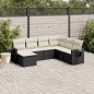 vidaXL Set de comedor de jardín 7 pzas y cojines ratán sintético negro vidaXL Set de comedor de jardín 7 pzas y cojines ratán sintético negro