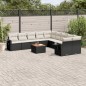 vidaXL Set de sofás de jardín 11 pzas y cojines ratán sintético negro