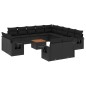 vidaXL Set sofás de jardín 14 pzas con cojines ratán sintético negro vidaXL Set sofás de jardín 14 pzas con cojines ratán sintético negro