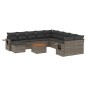 vidaXL Set de sofás de jardín 14 pzas con cojines ratán sintético gris vidaXL Set de sofás de jardín 14 pzas con cojines ratán sintético gris