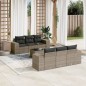 vidaXL Set de sofás de jardín 7 piezas con cojines ratán PE gris vidaXL Set de sofás de jardín 7 piezas con cojines ratán PE gris
