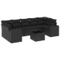 vidaXL Set de sofás de jardín 8 piezas y cojines ratán sintético negro vidaXL Set de sofás de jardín 8 piezas y cojines ratán sintético negro