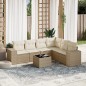 vidaXL Set sofás de jardín 7 piezas y cojines ratán sintético beige vidaXL Set sofás de jardín 7 piezas y cojines ratán sintético beige