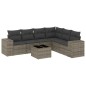 vidaXL Set de sofás de jardín 7 piezas con cojines ratán PE gris vidaXL Set de sofás de jardín 7 piezas con cojines ratán PE gris
