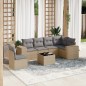 vidaXL Set sofás de jardín 7 piezas y cojines ratán sintético beige