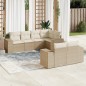 vidaXL Set sofás de jardín 7 piezas y cojines ratán sintético beige vidaXL Set sofás de jardín 7 piezas y cojines ratán sintético beige