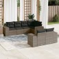 vidaXL Set de sofás de jardín 7 piezas con cojines ratán PE gris vidaXL Set de sofás de jardín 7 piezas con cojines ratán PE gris