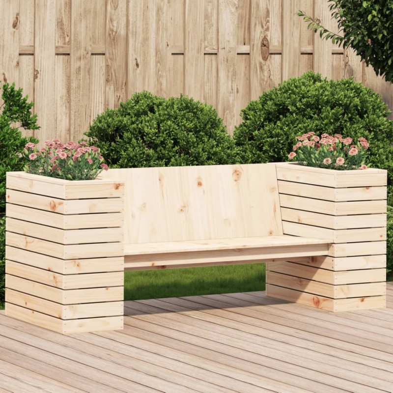 vidaXL Banco con jardineras madera maciza de pino 167,5x60x65 cm vidaXL Banco con jardineras madera maciza de pino 167,5x60x65 cm