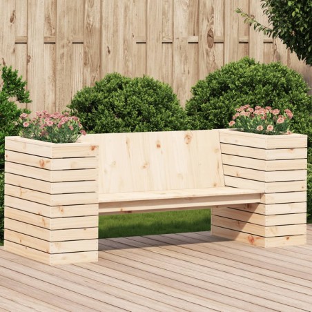 vidaXL Banco con jardineras madera maciza de pino 167,5x60x65 cm